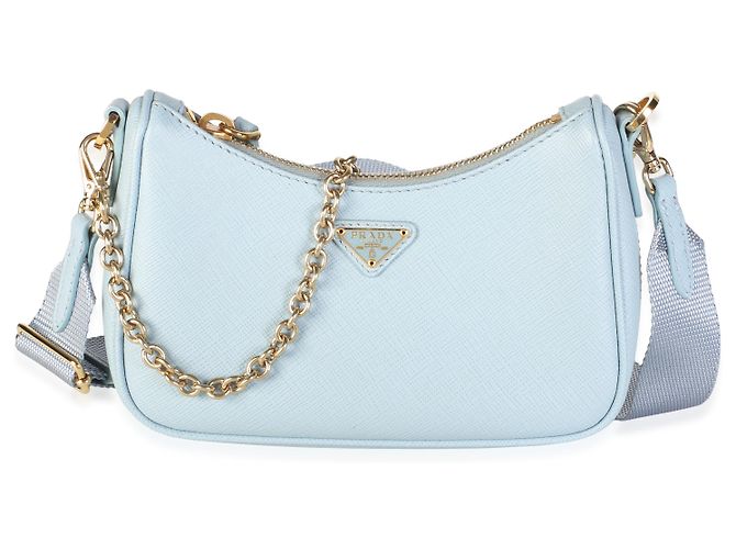 Prada Borsa a tracolla Mini Re-Edition 2005 in Saffiano Celeste Blue - vista 8