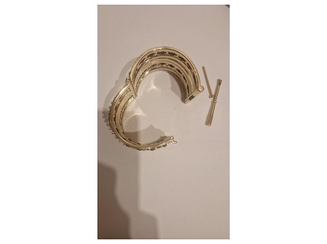Bracciale Cuff Largo Chanel 17P Autentico Pelle Perle e Cristalli - vista 4
