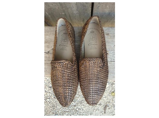 Autre Marque Corvari Mocassini in pelle intrecciata marrone - vista 3