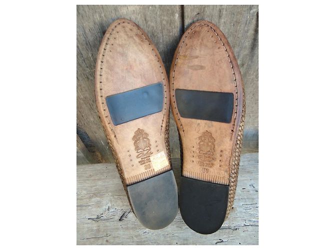 Autre Marque Corvari Mocassini in pelle intrecciata marrone - vista 4