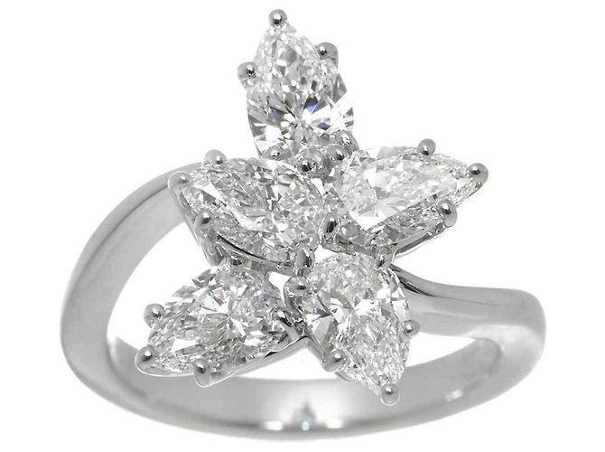 Anello Harry Winston Cluster MM in platino - vista 2