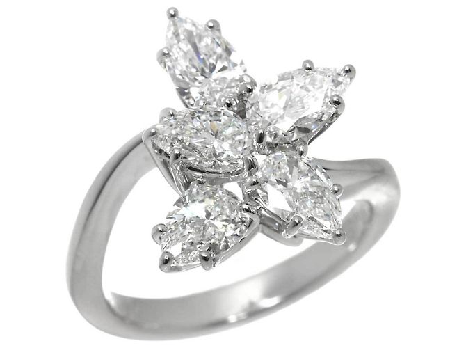 Anello Harry Winston Cluster MM in platino - vista 5