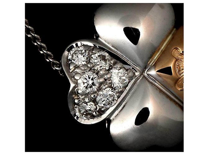 Céline Collana Celine Diamond 0.08ct in Oro Bianco e Oro Rosa 18K - vista 9