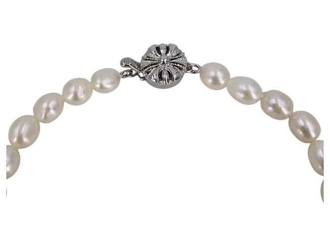 Autre Marque Bracciale in perle d'acqua dolce Vintage White 7mm e vetro giada verde 20cm - vista 3