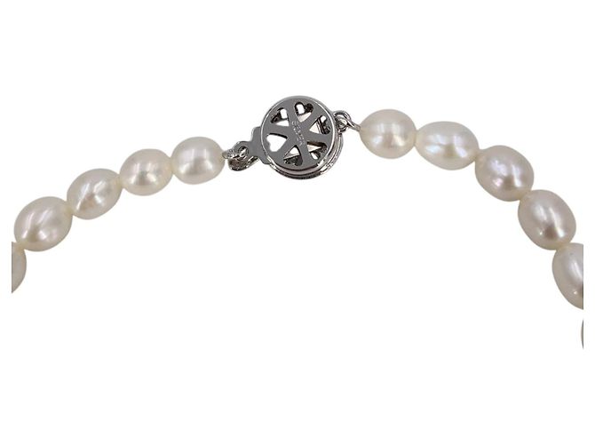 Autre Marque Bracciale in perle d'acqua dolce Vintage White 7mm e vetro giada verde 20cm - vista 4