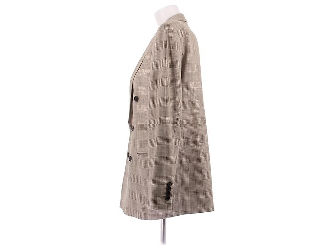 Céline Blazer de doble botonadura con estampado de cuadros - vista 3