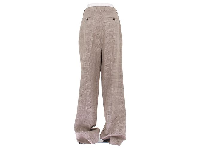 Pantalones de cuadros de seda marrones Céline - vista 2