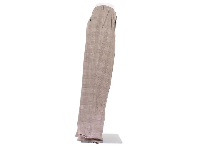 Pantalones de cuadros de seda marrones Céline - vista 3