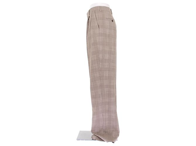 Pantalones de cuadros de seda marrones Céline - vista 4
