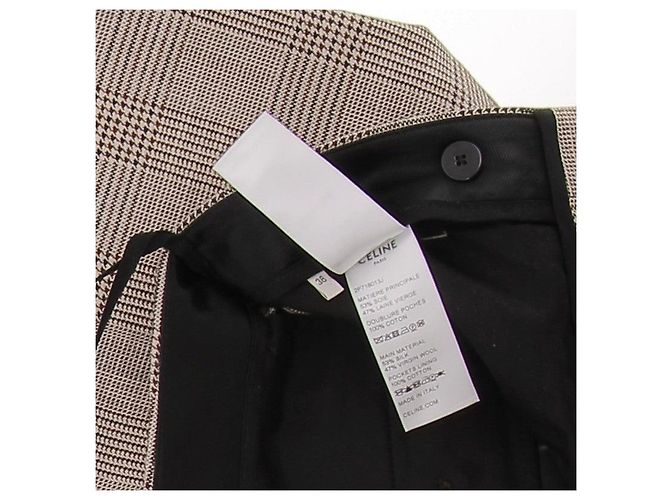 Pantalones de cuadros de seda marrones Céline - vista 7