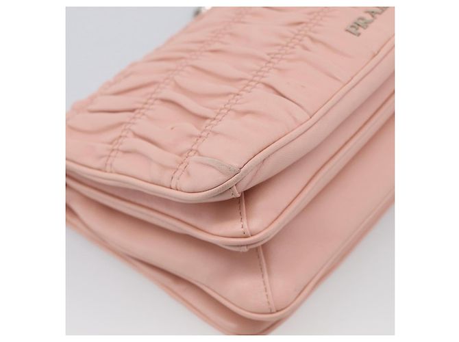 PRADA Chain Shoulder Bag Leather Pink Silver - vista 13