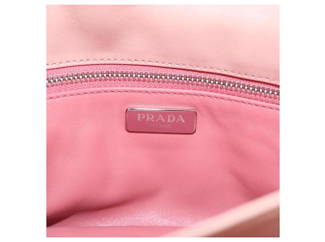 PRADA Chain Shoulder Bag Leather Pink Silver - vista 17