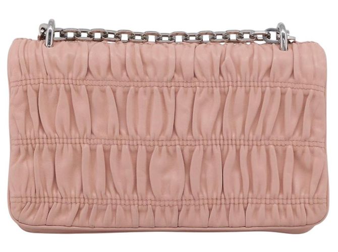 PRADA Chain Shoulder Bag Leather Pink Silver - vista 2