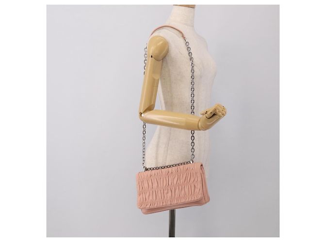 PRADA Chain Shoulder Bag Leather Pink Silver - vista 28