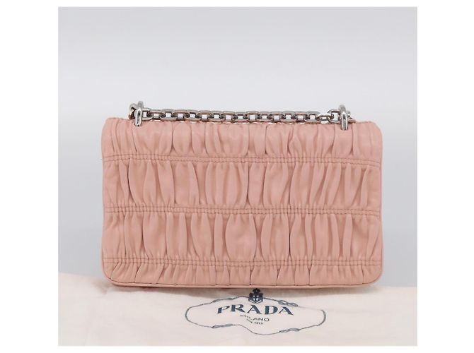 PRADA Chain Shoulder Bag Leather Pink Silver - vista 29