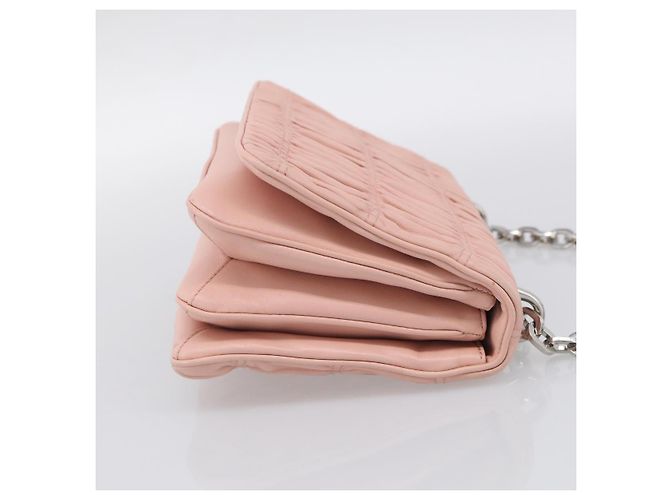 PRADA Chain Shoulder Bag Leather Pink Silver - vista 5