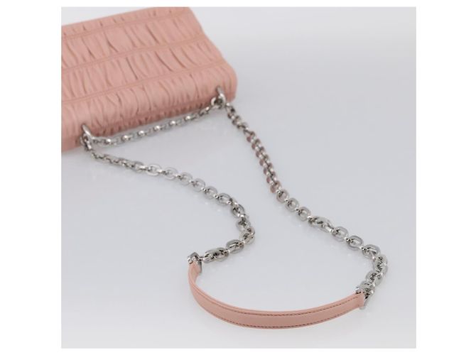 PRADA Chain Shoulder Bag Leather Pink Silver - vista 7