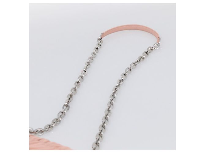 PRADA Chain Shoulder Bag Leather Pink Silver - vista 8