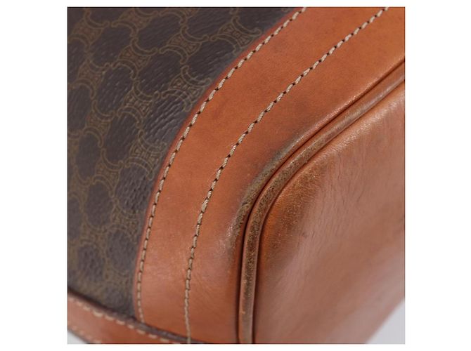 Céline CELINE Macadam Canvas Shoulder Bag PVC Leather Brown Gold - vista 17
