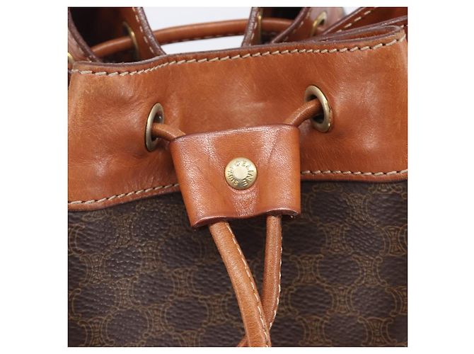 Céline CELINE Macadam Canvas Shoulder Bag PVC Leather Brown Gold - vista 18