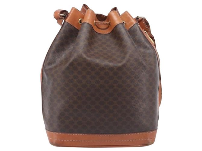 Céline CELINE Macadam Canvas Shoulder Bag PVC Leather Brown Gold - vista 2