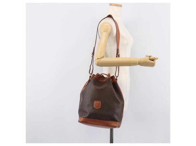 Céline CELINE Macadam Canvas Shoulder Bag PVC Leather Brown Gold - vista 26