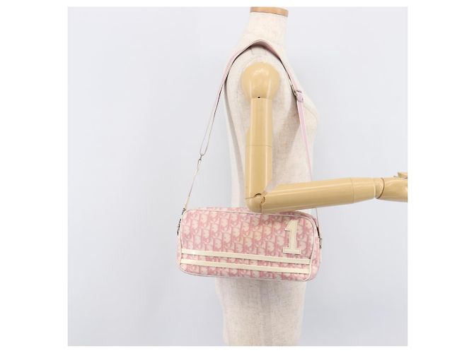 Christian Dior Trotter Canvas Shoulder Bag PVC Pink Silver - vista 25