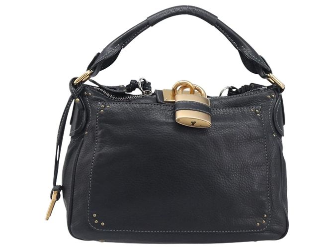 Chloé Chloe Paddington Shoulder Bag Leather Black Gold Silver - vista 2