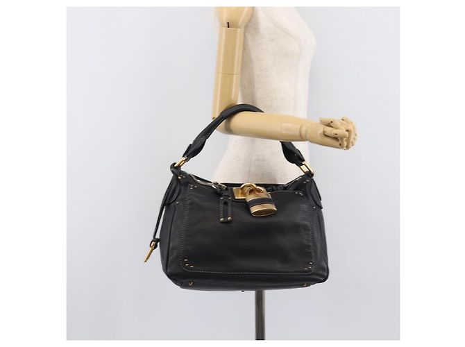 Chloé Chloe Paddington Shoulder Bag Leather Black Gold Silver - vista 27