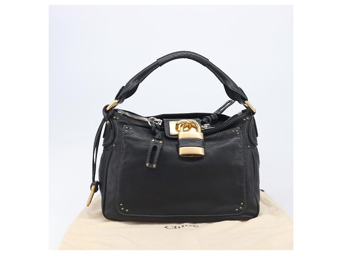 Chloé Chloe Paddington Shoulder Bag Leather Black Gold Silver - vista 28