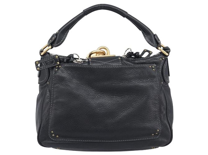 Chloé Chloe Paddington Shoulder Bag Leather Black Gold Silver - vista 3