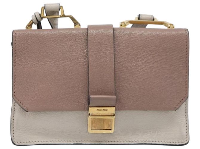 Miu Miu Madras Shoulder Bag Leather Purple Gray - vista 13