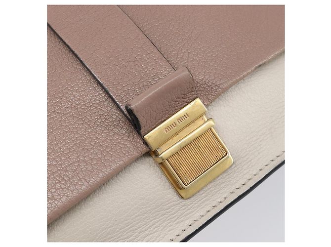 Miu Miu Madras Shoulder Bag Leather Purple Gray - vista 19