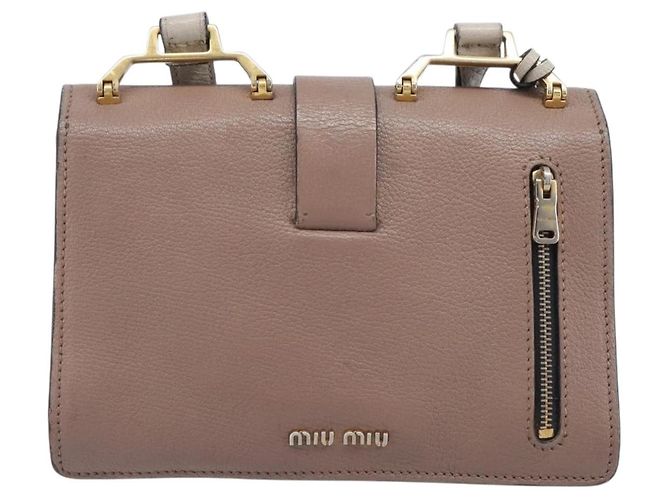 Miu Miu Madras Shoulder Bag Leather Purple Gray - vista 2