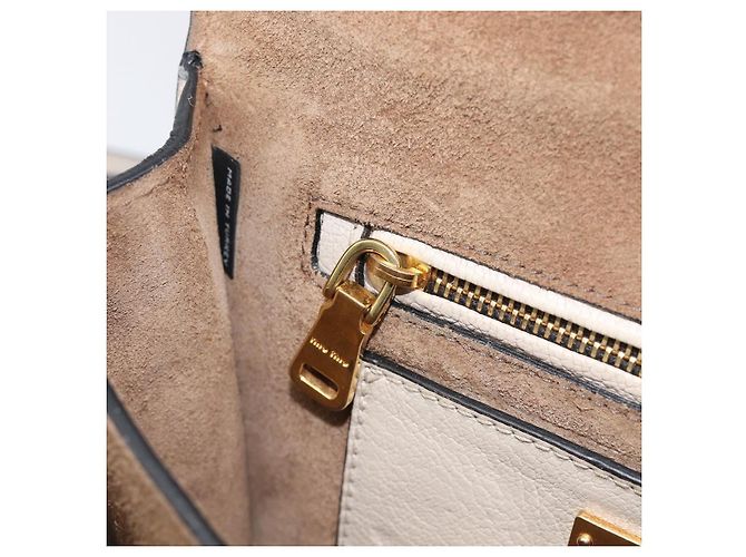 Miu Miu Madras Shoulder Bag Leather Purple Gray - vista 26