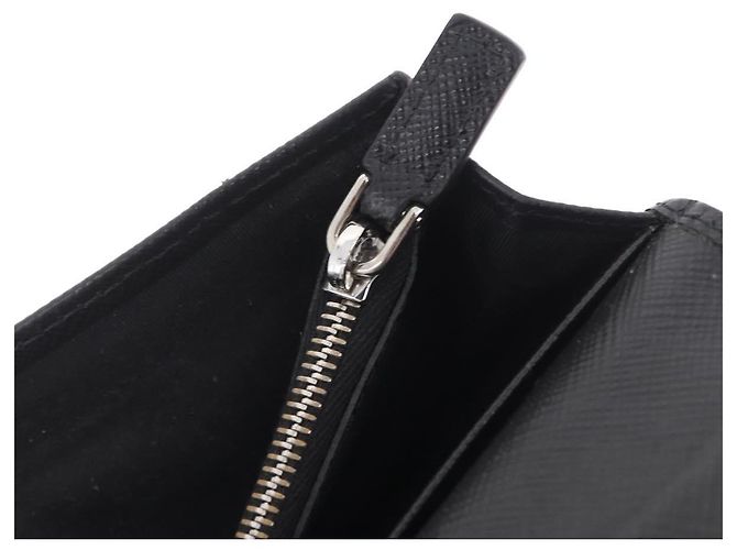 PRADA Long Wallet Safiano Leather Black Silver - vista 10