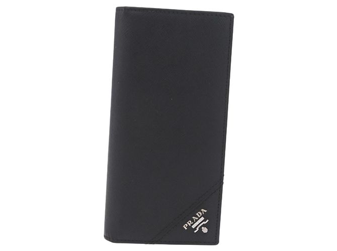 PRADA Long Wallet Safiano Leather Black Silver - vista 13