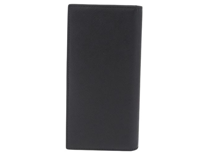 PRADA Long Wallet Safiano Leather Black Silver - vista 2
