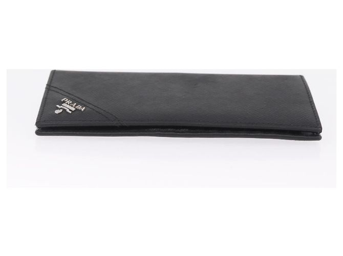 PRADA Long Wallet Safiano Leather Black Silver - vista 3
