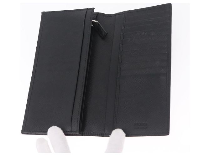 PRADA Long Wallet Safiano Leather Black Silver - vista 8