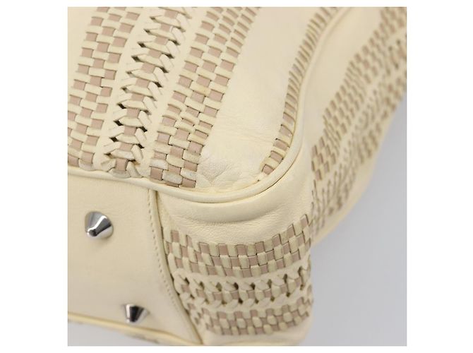 Christian Dior Chain Tote Bag Leather Beige Silver - vista 10