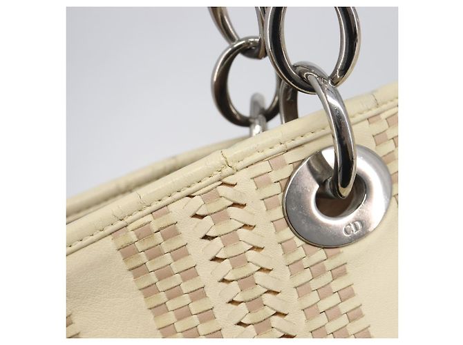 Christian Dior Chain Tote Bag Leather Beige Silver - vista 15