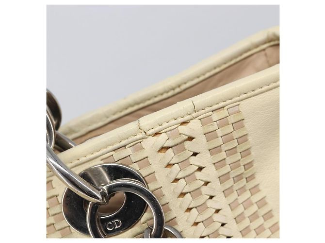 Christian Dior Chain Tote Bag Leather Beige Silver - vista 16