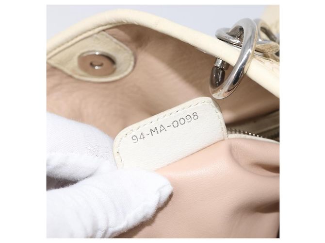 Christian Dior Chain Tote Bag Leather Beige Silver - vista 23
