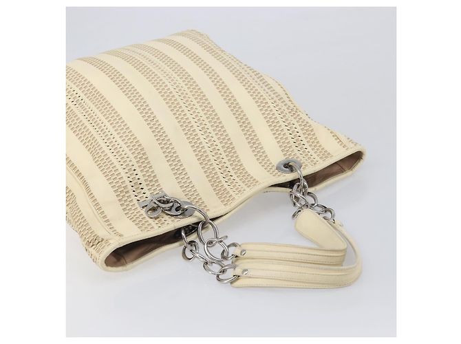 Christian Dior Chain Tote Bag Leather Beige Silver - vista 6