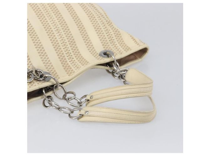 Christian Dior Chain Tote Bag Leather Beige Silver - vista 7