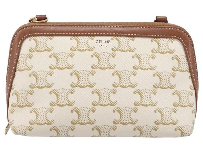Céline CELINE Triomphe Chain Shoulder Bag PVC White Gold - vista 13