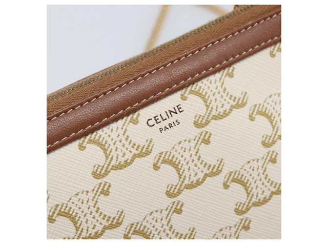 Céline CELINE Triomphe Chain Shoulder Bag PVC White Gold - vista 19