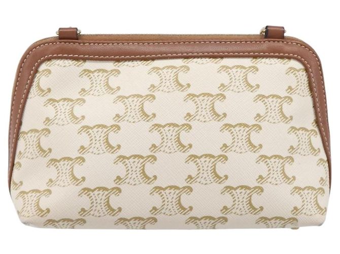 Céline CELINE Triomphe Chain Shoulder Bag PVC White Gold - vista 2
