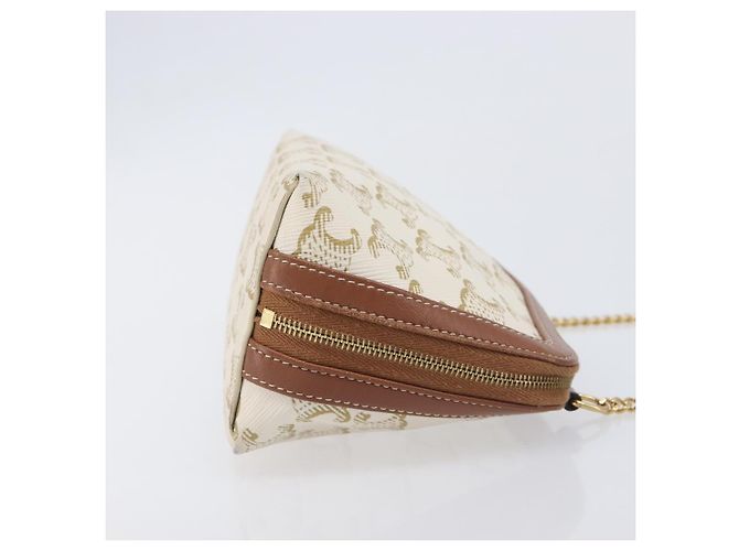 Céline CELINE Triomphe Chain Shoulder Bag PVC White Gold - vista 3